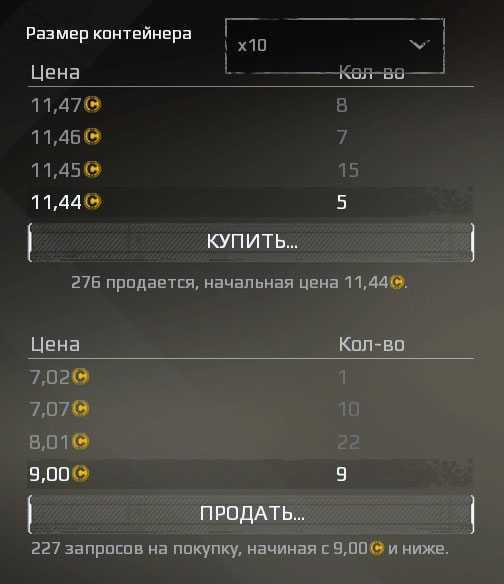 Окно торговли в игре Crossout Окно торговли в Crossout
