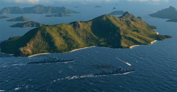 Острова позволяют спрятаться от огня в World of warships Острова позволяют спрятатьтся от огня в World of warships