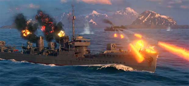 На близкой дистанции в World of warships постарайтесь подавить соперника огнем На близкой дистанции в World of warships постарайтесь подавить соперника огнем